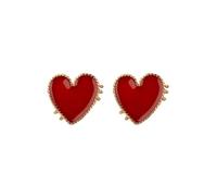 LALADEFIEE Earrings Exaggerating Design Heart Shaped Punk Style 1 Pair for Women Metal Ear Studs Suitable for Anniversary Celebration and Employee Benefits
