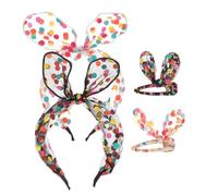 LALADEFIEE Easter Bunny Ears Headband Hair Decor with Iron Frame and Grenadine Material, Comfortable for Wearing for Cosplay or Photo Prop Accessories