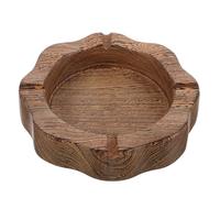 LALADEFIEE Ebony Round Wooden Ashtray with Chinese Carving Vintage Patio Smoking Tray for Home Office Balcony Stable Solid Design for Cigar Ash Decorative Oriental Style Tabletop Accessory