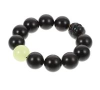 LALADEFIEE Ebony Wood Beads Bracelet with Luminous Glow Beads 2.0Mm Black Ebony for Unisex Wristwear Suitable for Daily Wear and Spiritual Use