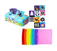 LALADEFIEE Educational Sensory Tissue Box for Washable Plush Fox Design Fine Motor Skills Development Cognitive Plaything for Hand-eye Coordination and Problem Solving