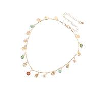 LALADEFIEE Elegant Gold Flower Pendant Necklace for Women Chic Clavicle Jewelry Creative Enamel Painted Design Gift for Ladies Stylish Accessory for Parties and Daily Wear