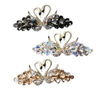 LALADEFIEE Elegant Metal Crystal Hairpin 3pcs Sage Green Rhinestone Swan Clip for Women Hair Accessory Set for Wedding Bridesmaid Party