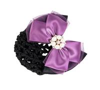 LALADEFIEE Elegant Pearl Headbands for Featuring a Charming Hair Bun Net with Satin and Gauze Ribbon, Designed to Highlight Appearance and Keep Hair the Neck for Daily Life and Ceremonial