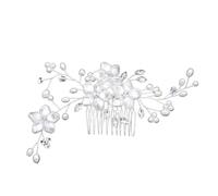 LALADEFIEE Elegant White Rhinestone and Pearl Bridal Hair Comb Floral Design Copper Wire Headdress for Weddings Proms and Special Occasions Delicate Bride and Bridesmaid Hair Accessory