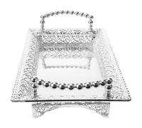 LALADEFIEE European Style Rectangle Serving Tray Fruit Plate with Heightened Edges Zinc Alloy Snack Tray Container for Candy Nuts and Dried Fruits Silver Decorative Food Serving Dish