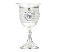 LALADEFIEE European Style Small Silver Metal Wine Goblet with Rose Pattern, Decorative Drinking Cup for Home and Restaurant Use, Elegant High Stem Wine Glass