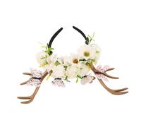 LALADEFIEE Exaggerated Butterfly Flower Reindeer Antlers Hairband for Adults Festive Headpiece for Christmas Halloween Parties Stylish Horn Hair Headdress Accessory