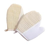 LALADEFIEE Exfoliating Bath Gloves Shower Mitts 2Pcs Sisal Material Flat Mouth Design Creative Style for Spa and Back Scrubbing Adults and Boys and Girls