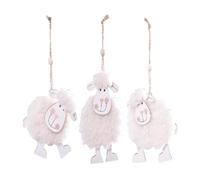 LALADEFIEE Felt Lamb Hanging Decorations for Easter Party for Easter 3 Pcs Adorable White Wool and Wood Material Home and Office and Showcase Landscape Layout