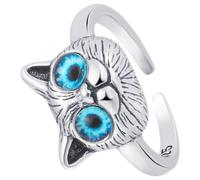 LALADEFIEE Finger with Stable Characteristics Silver Copper Material and Easy to Put Cat Shape Adjustable Cute and Adorable Fashionable Jewellery for Women for Teenage and Animal