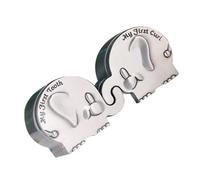 LALADEFIEE First Tooth and Curl Keepsake Box with No Burr Design Elephant Shape 1 Pair Silver Zinc Alloy Material Long-Term Storage Christmas for Boys for Deciduous Tooth and Curl
