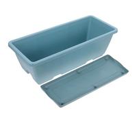 LALADEFIEE Flower Planting Holder with Base and Drainage, Medium Rectangular Resin Planter Box in Sky Blue, 43Cm Long, Two Sets for Home Vegetable and Succulent Gardening