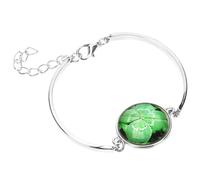 LALADEFIEE Four-leaf Clover Bracelet Fashionable the Touch Glass and Metal Material 2pcs Lightweight and Comfortable Friendship Bracelets for Women Suitable as Graduation Gifts
