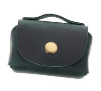 LALADEFIEE Genuine Leather Key Storage Pouch with Flip Cover Scratch-Resistant Coin and Key Case Compact Green Change Bag for Secure Protection and