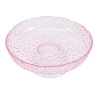LALADEFIEE Glass Dessert Serving Plate Gradient Pink 8.5 Inch Footed Fruit Tray for Ice Cream and Family Dining