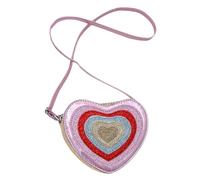LALADEFIEE Glitter Heart Shoulder Bag Lightweight PU Crossbody Purse for Cute Coin Pouch Wear-resistant Accessory Stylish Gold