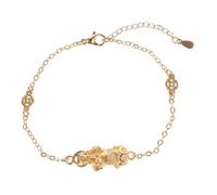 LALADEFIEE Golden Feng Shui Wealth Bracelet with Charm Fine Chain for Men Women Luck Amulet for Fortune and Prosperity Suitable as Gift for Family Friends Daily Wear Accessory