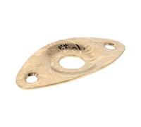 LALADEFIEE Golden Stainless Steel Guitar Output Jack Plate Oval Shape with Vintage Engraved Detail, Exact Fit Replacement for Electric Guitar, Resists Wear and Deformation, Includes Screws