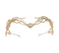 LALADEFIEE Greek Leaf Headband Bridal Wedding Crown with Sparkling Rhinestones Elegant Golden Tiara for Bride Ceremony Comfortable Hair Accessory for Various Hairstyles and Wedding