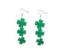 LALADEFIEE Green Acrylic Sparkling Four Leaf Clover Earrings Dangle St Patrick's Day Shamrock Earrings for Women for Women