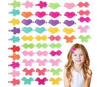 LALADEFIEE Hair Clips for 50Pcs Plastic Self Hinge Barrettes Cartoon Heart Bow Butterfly Flower Designs Boys and Hair Accessories for Parties and Everyday Wear