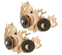 LALADEFIEE Hair Crown Alloy Material Chinese 2pcs Vintage Taiji Headdress with Taichi Pattern Lightweight and Comfortable to Wear, for Cosplay and Personal Enlightenment