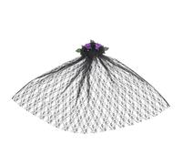 LALADEFIEE Halloween Flower Headband with Long Lace Veil, Comfortable Lightweight Fabric Headwear for Party and Day the Dead Dress up Accessories