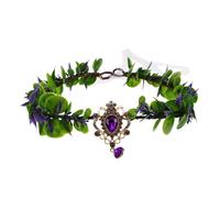 LALADEFIEE Handmade Boho Bridal Flower Headband Lightweight Fairy Crown V-shaped Waterdrop Forehead Chain Elven Crown Wedding Party Photography Accessory