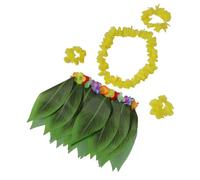 LALADEFIEE Hawaiian Grass Skirts for Women Luau Outfit with Flower Lei and Leaf Skirt Tropical Party Dress Comfortable Fit for Hawaii-themed Beach Celebrations
