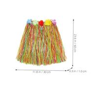 LALADEFIEE Hawaiian Luau Grass Skirt Costume with Garland and Flower Necklace Adult Skirt for Tropical Party Comfortable Bright Colors for Hawaii Outfits Women