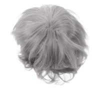 LALADEFIEE Heat Resistant Short Curly Wigs for Elderly Women Natural White Synthetic Hair Breathable Cap Comfortable Fit Ladies Costume Wig for Halloween Party