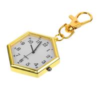 LALADEFIEE Hexagonal Golden Key Pocket Watch with Glass Mirror and Alloy Material, Not Easy to Damage, Stylish Pendant Watch for Nurses, Suitable to Fix on Backpack Or Belt