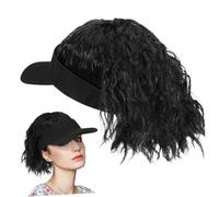 LALADEFIEE High Ponytail Baseball Cap Wig for Women Adjustable Curly Hair Extensions Hat Versatile Synthetic Hair Accessory for Daily Wear Parties Cosplay Outdoor Activities Black