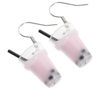 LALADEFIEE Ice Cream and Pearl Milk Tea Cup Dangle Earrings for Women, Creative Funny Ear Ornaments, Colorful Resin Drop Earrings Suitable for Party and Daily Wear Random Style