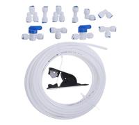 LALADEFIEE Ice Machine Hose Kit with 32.8ft 1/4" Pe Tubing and Quick Connectors, 13pcs Set Including Pipe Cutter and Tee Fittings for Refrigerator and Drinking Water Appliance Installation