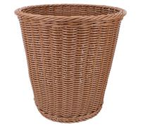 LALADEFIEE Imitation Rattan Woven Waste Bin Plastic Trash Basket with Hand-woven Look Farmhouse Style Garbage Can for Kitchen Bathroom Office Bedroom Home Decor