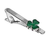 LALADEFIEE Irish Shamrock Alloy Tie Clip for Men Necktie Accessory with Secure Grip Elegant Shirt Clip for Business and Holiday Party Banquets