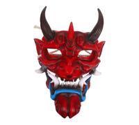 LALADEFIEE Japanese Demon Mask for Halloween Adults Scary Devil Face Mask with Horns Adjustable Strap Halloween Costume Accessory for Cosplay Parties and Haunted Events