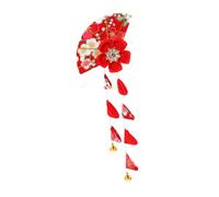 LALADEFIEE Japanese Kimono Tassel Hair Clip for Women Flower Kanzashi Headdress Elegant Kimono and Yukata Accessory for Hanfu and Cosplay Red Decorative Hair Ornament