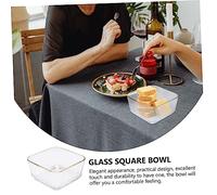 LALADEFIEE Japanese Style Small Glass Serving Bowl with Gold-Edged Square Design Hammered Texture Dessert and Salad Bowl for Snacks Yogurt and Family Sharing
