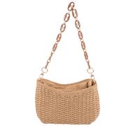 LALADEFIEE Large Capacity Crossbody Bag for Women with Single Shoulder Strap Design, Beige Woven Handbag Made and Metal, Stylish Summer Beach Vacation Purse Suitable for Mothers and Women