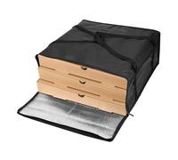 LALADEFIEE Large Capacity Insulated Pizza Carrier Bag Reinforced Handle and Zipper Closure Thermal Warming Bag for Food Transport and Take Out Black High-Density Non-Woven Fabric Food Carrier