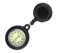 LALADEFIEE Lightweight Clip-on Badge Reel Pocket Watch Number, Retractable Hanging Pocket Watch for Medical Staff and Students, Black Luminous Design