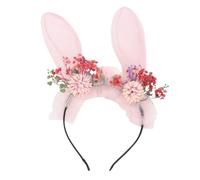 LALADEFIEE Lightweight Rabbit Ear Headband with Flower Party Hair Hoop Bunny Ears Hair Accessory for Easter Masquerade Costume and Carnival Celebrations Random Design