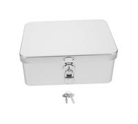 LALADEFIEE Lockable Vintage Metal Storage Box with Key Retro Tinplate Organizer for Jewelry Makeup Documents Desktop Decorative Chest for Home Office Use