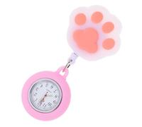LALADEFIEE Luminous Quartz Nurse Pocket Watch with Cat Paw Design, Clip-on Retractable Watch Featuring Silicone Case and Brooch, for Paramedics and Clinical Staff