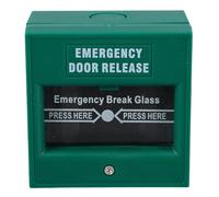 LALADEFIEE Manual Reset Emergency Fire Alarm Button with Key Reset Green Fire Exit Control Switch Break Glass Security Panic Alarm for Business and Home Safety