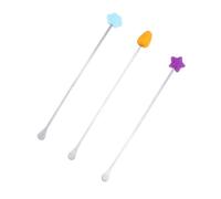 LALADEFIEE Milk Powder Stirring Bar and Baby Milk Mixer Long Handle Mixing Stick for Infant Formula Preparation 3pcs Set with Cartoon Handles (Orange Tulip, Blue Cloud, Purple Star