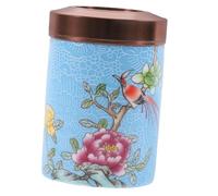 LALADEFIEE Mini Ceramic Tea Canister and Airtight Sugar Jar Sky Blue Enamel Portable Loose Tea Storage Container for Kitchen and Home